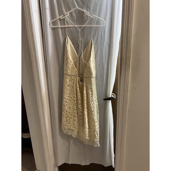 Revolve NBD cream Only Yours Midi Dress Lace Overlay Strappy Sz M - Picture 5 of 9